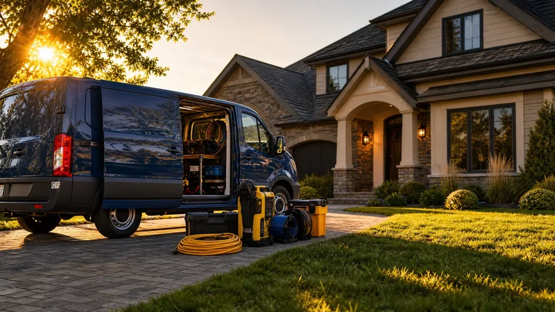 Service van and equipment outside a suburban home, How to Start a Pest Control Business in Minnesota